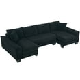 thumbnail image 5 of 114" Sleeper Sofa,U Shaped Sofa, Pull Out Bed, Convertible Oversize 2 in 1 Sleeper Sofa, Living Room, Upholstery Sofa Bed, Adjustable Sleeper Sofa, Corduroy (Black), 5 of 11