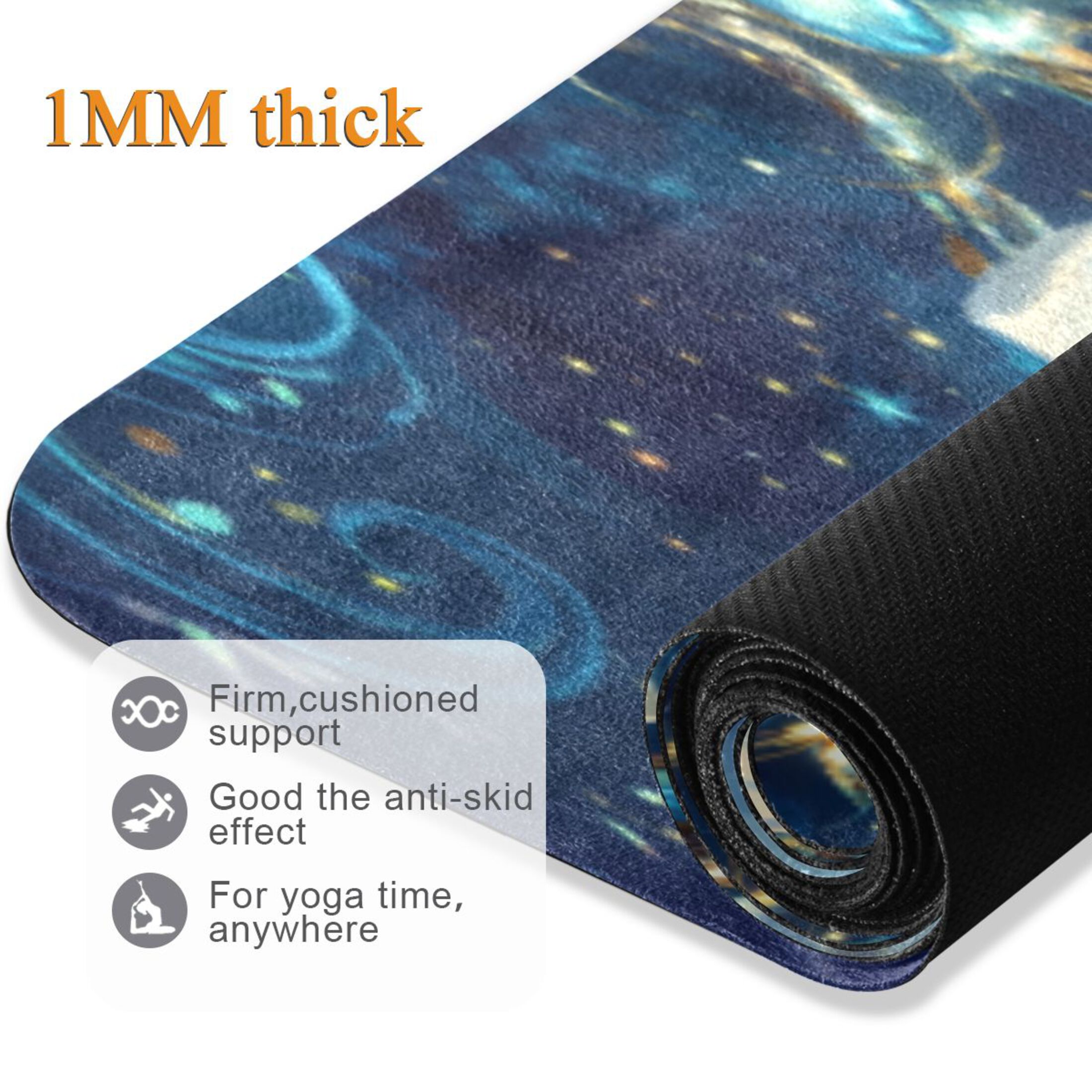 BZSMCE Yoga Mat Women Fitness Mat Mystic Lotus in The Night Pattern