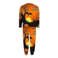 thumbnail image 3 of Plus Size Cute Pajamas for Women Set Crew Neck Pumpkin Ghost Graphic Sleepwear Long Sleeve Pjs Halloween Outfits Yellow 4XL, 3 of 6