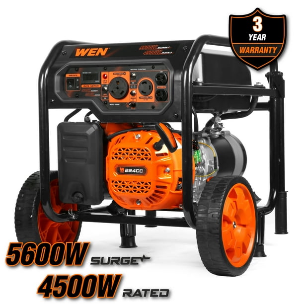 WEN 5,600-Watt Portable Generator with Wheel Kit, 224cc, Transfer