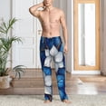 thumbnail image 2 of Mens Pajama Pants, Blue White Floral Elegance Soft Sleep & Lounge Pants for Men, Cuteness Casual PJ Bottoms Pants with Pockets, 2 of 7