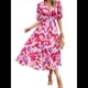thumbnail image 3 of Vestidos de Verano para Mujer 2025, Informales, con Mangas Abullonadas, Cuello en V, Florales, Estilo Bohemio, Vestido . Rojo L, 3 of 9