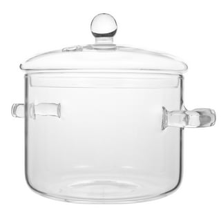 Glass Cookware Simmer Pot, High Borosilicate Heat Resistant Glass Pasta Instant Noodle Pot Pan, Universal Stoves Use, Clear Glass Pot for Soup 1.3L