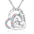 thumbnail image 5 of Lovely Heart-Shaped Rose Gold Plated Color Heart Unicorn Necklace Birthday Jewelry Gifts for Women, Mom and Best Friend, Anniversary Valentines Day Gifts, 5 of 6