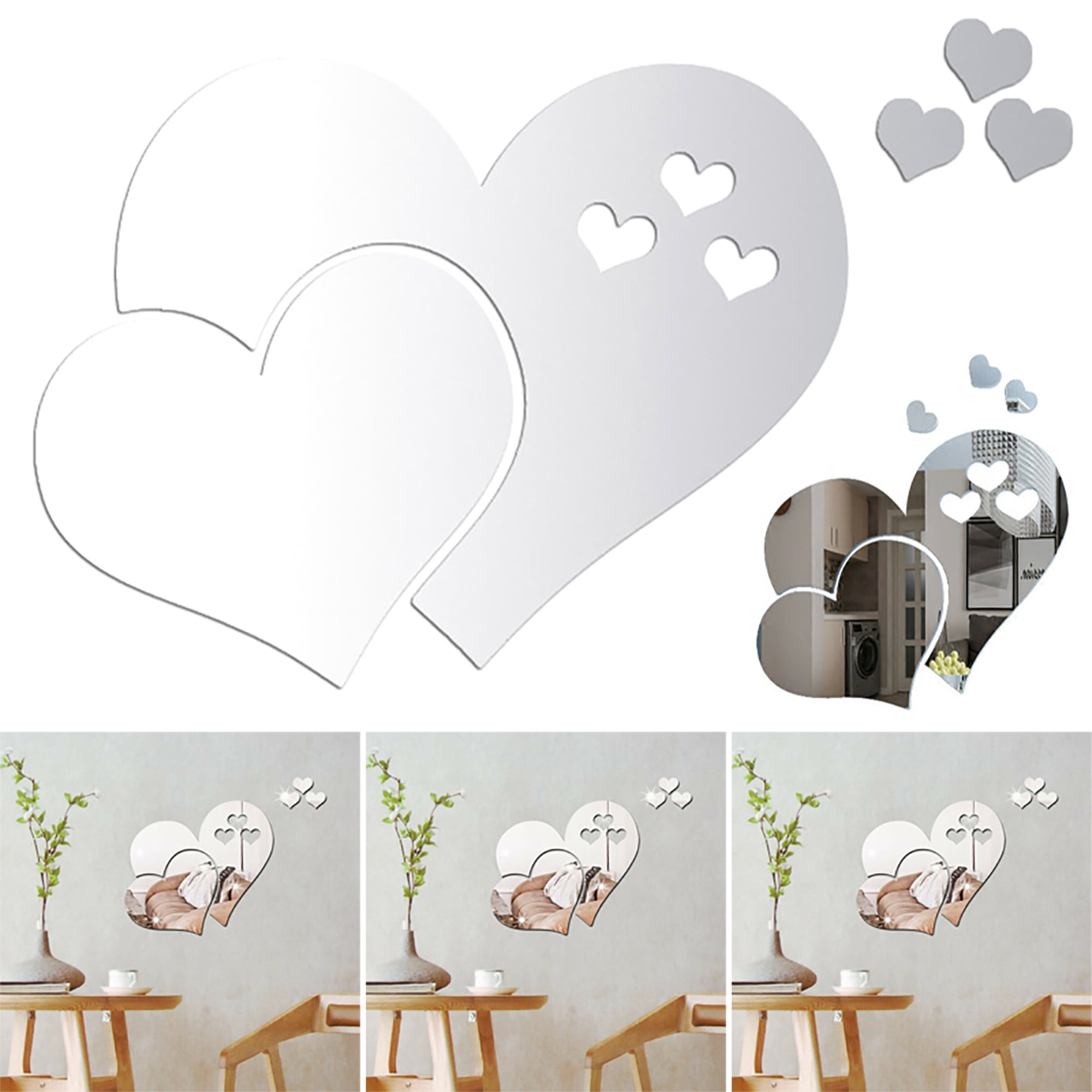 mirror wall stickers hearts