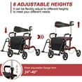 thumbnail image 7 of S AFSTAR 2-in-1 Rollator Walker with Seat, Folding Walking Aid with 8-inch Wheels, 6 Adjustable Height, Handle Brake, Upright Walkers for Seniors Elderly, Aluminum Frame Supports u, 7 of 7