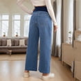 thumbnail image 7 of WAGUTH Women's Maternity Jeans Wide Leg Over The Belly Support Stretch Pregnancy Denim Loose Pants with Pockets for for Expecting Mothers,Blue,S, 7 of 7