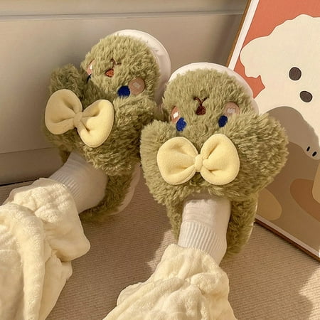 

CoCopeaunt Cute Cartoon Womens Cotton Slippers Student Indoor Home Warm Shoes Autumn and Winter Couple Slippers Womens Plus Plush Slippers