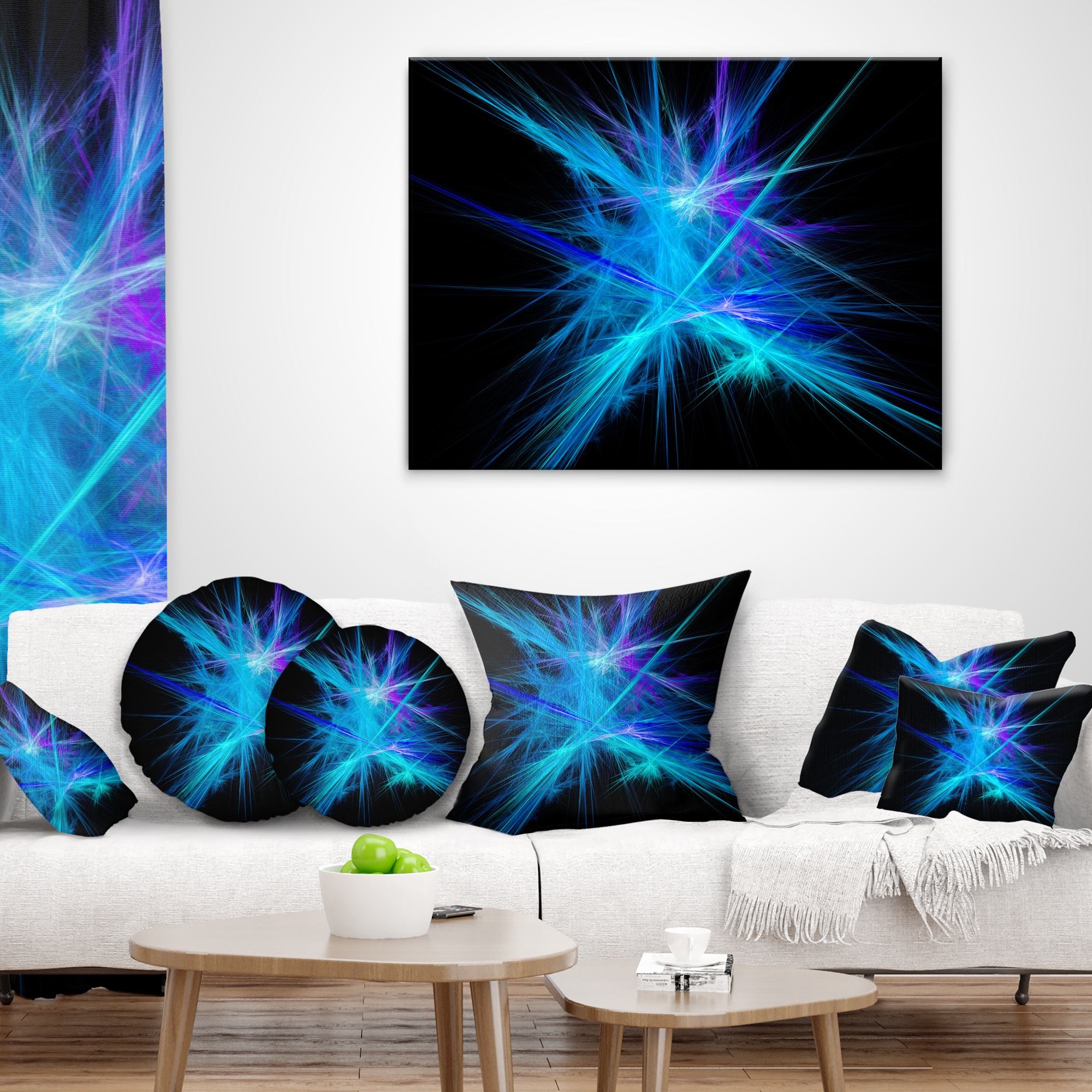 Designart Clear Blue Spectrum of Light - Abstract Throw Pillow - 12x20
