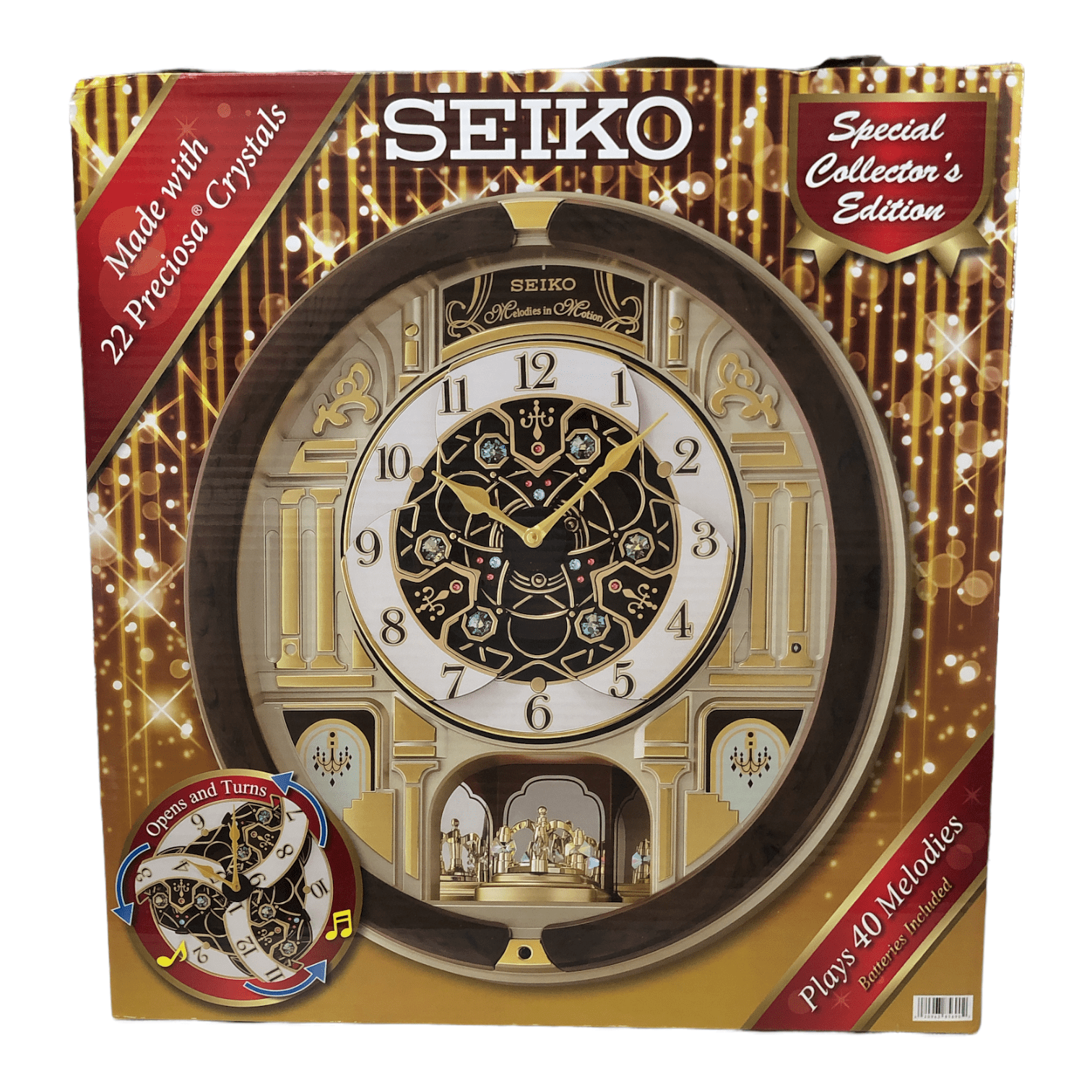 Limited Edition 2022 Seiko Melodies in Motion Wall Clock, Golden Pillars -  