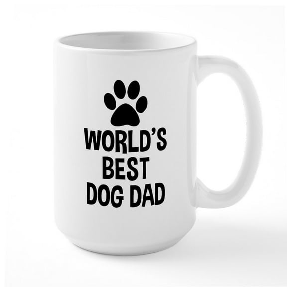 CafePress - World's Best Dog Dad 15 Oz Ceramic Mug - 15 oz Ceramic Large White Novelty Mug