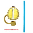 thumbnail image 3 of Gorras De Paja Tapas antipolvo de pajita de dibujos animados Cubierta de pajita de silicona para pajitas de 6-8 mm (Durián marrón) Tmvgtek Libre de BPA, 3 of 6