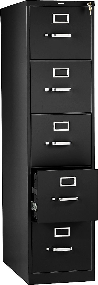HON 5-Drawer Filing Cabinet - 310 Series Full-Suspension Letter File Cabinet, 26-1/2d, Black (H315) - image 4 of 5