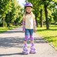 thumbnail image 2 of Gymax Patins à Roulettes pour Enfants 4 Tailles Réglables Patins Quad avec Roues Lumineuses pour Sports Violet, 2 of 9
