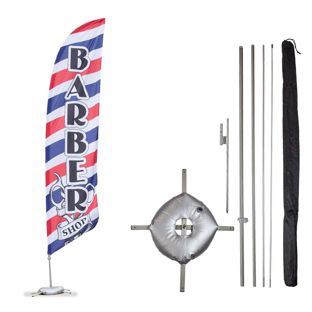 Includes 12 Swooper Feather Business Flag With 15-foot Anodized Aluminum Flagpole AND Ground Spike NEOPlex Bicycles Complete Flag Kit 