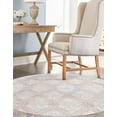 thumbnail image 3 of Unique Loom Kamala Washable Collection Area Rug - Modern Trellis (7' 10" Round Rose Pink/Gray), 3 of 9