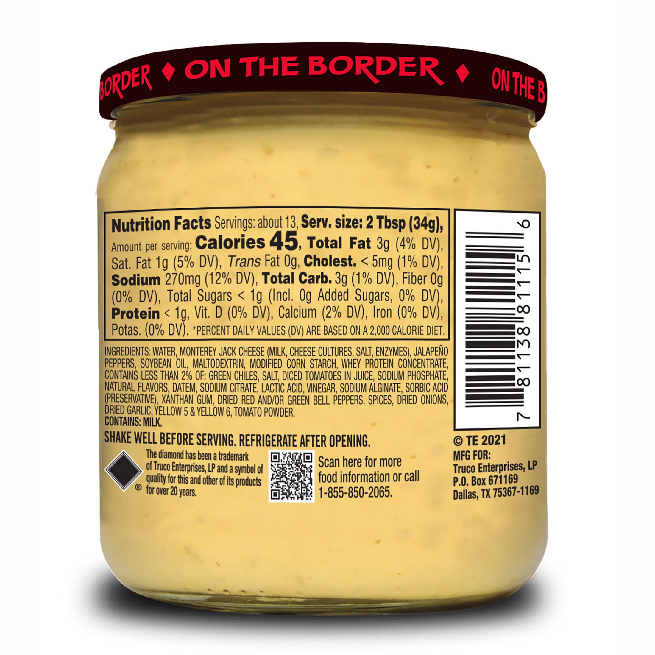 (3 pack) On The Border Spicy Jalapeno Queso, 15.25 oz Jar