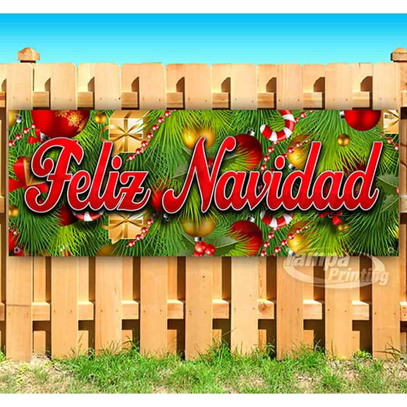 Feliz Navidad 13 oz Vinyl Banner With Metal Grommets