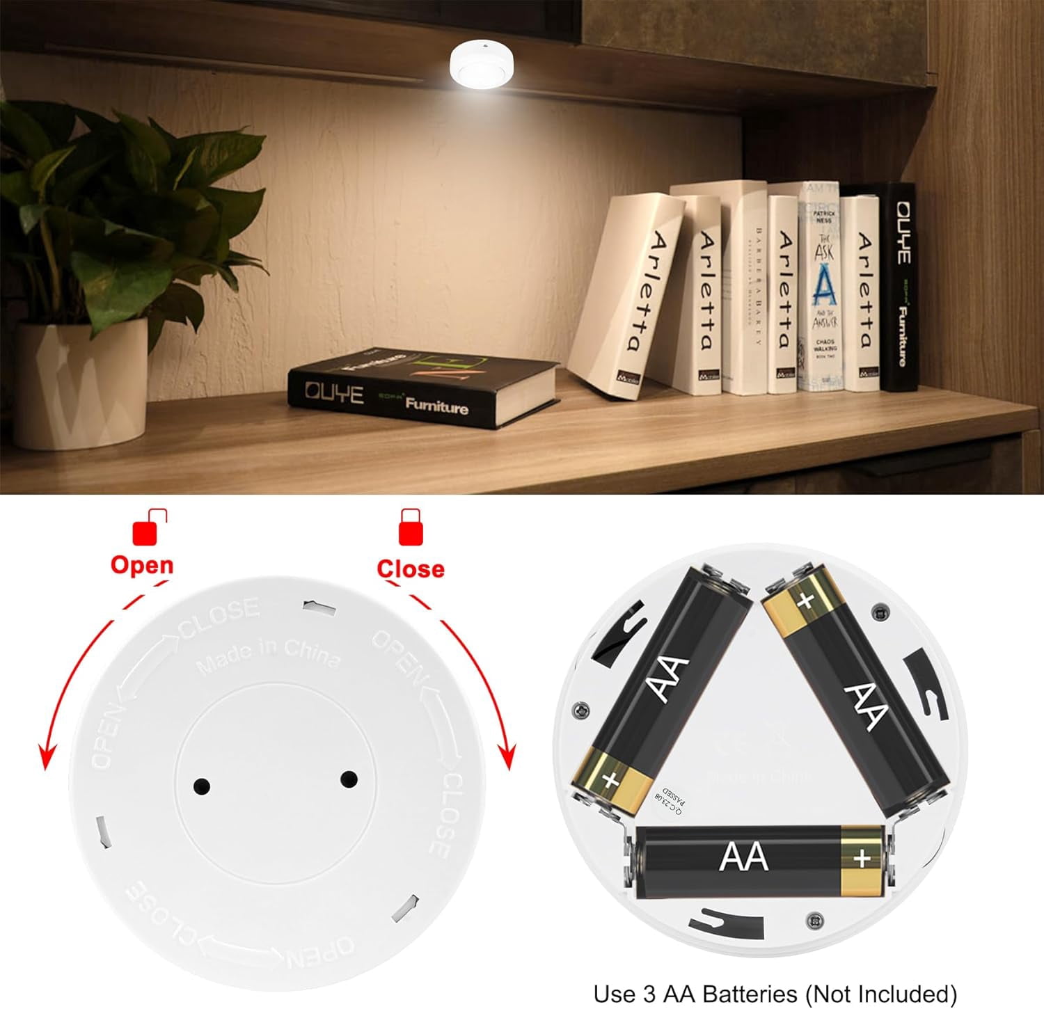 2PK Puck Lights with Remote, 70Lumen Battery Operated Under Cabinet Lights, 60 Hours Rum Tine Dimmable and Timmer Stick On Lights,Wireless Closet Light for Closet,Kitchen