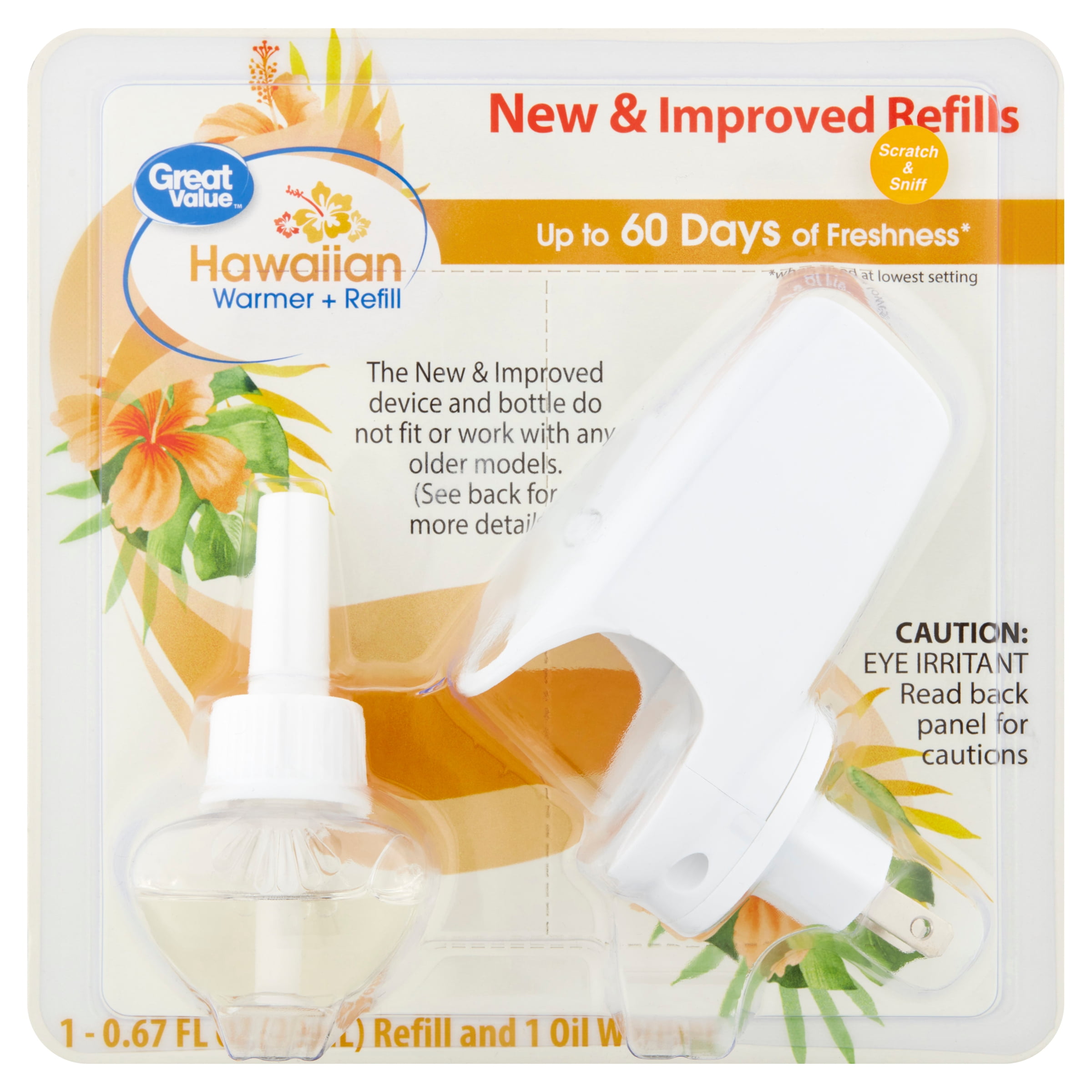 Great Value Scented Oil Warmer + Refill Set, Hawaiian Scent