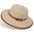 thumbnail image 2 of Straw Boater Hat Womens Sun Hat UV Protection Flat Brim Hats for Women Summer Hats for Beach Travel Vacation, 2 of 7