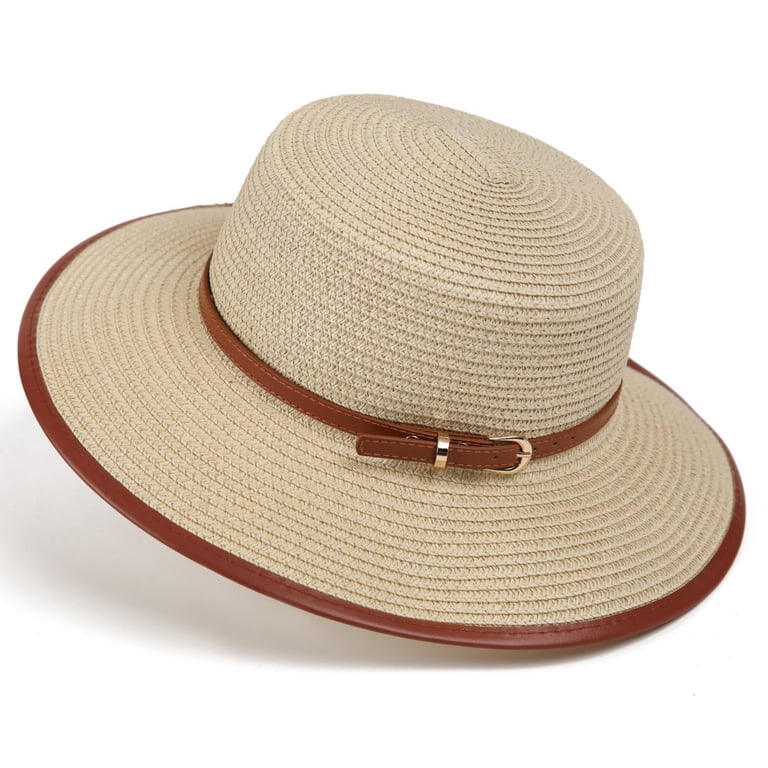Woven Straw Packable Fedora Hat with Leather Trim Maize Panama Fedora - Patterned Breathable Woven Straw Hat  main image 4
