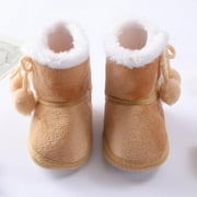 Maxcozy Boots Winter Baby Girl Shoes Soft Sole Anti-Slip Toddler Snow Warm Prewalker Slippers Brown 0-6 Months