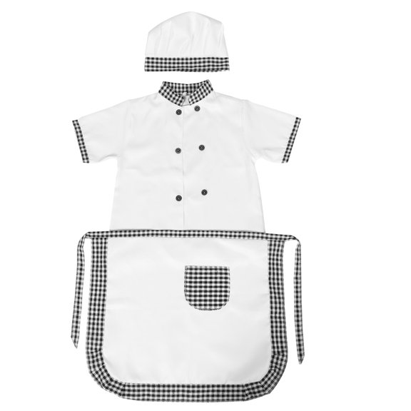 1 Conjunto de delantal de cocina para niño, disfraz de chef, delantal, gorro para juegos de rol de profesión, juguete de cocina