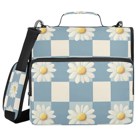 YAZAOO Zipper Binder trapper keeper Documents Organized Design Daisy Delight on Blue Printed