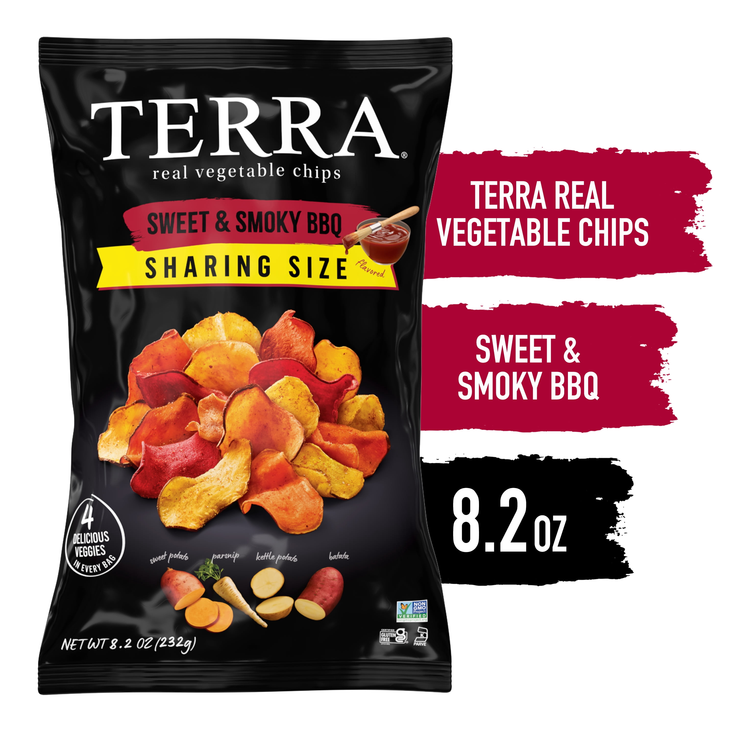 (2 pack) TERRA Sweet & Smoky BBQ Vegetable Snack Chips, Sharing Size, 8.2 oz