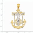 thumbnail image 2 of 14K Yellow Gold and 14K White Gold Mariner Crucifix Cross Anchor Large Pendant Charm, 2 of 2