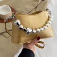 thumbnail image 1 of Bolsos cruzados para mujer Cuero de PU Cadena de perlas brillantes Bolsos tipo cubo para mujer (Amarillo), 1 of 8