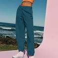 thumbnail image 4 of Womens Joggers Sweatpants Cotton Activewear Sports Casual Pants Elastic Waist Wide Leg Cinch Bottom Solid Trouser (S, Blue), 4 of 7