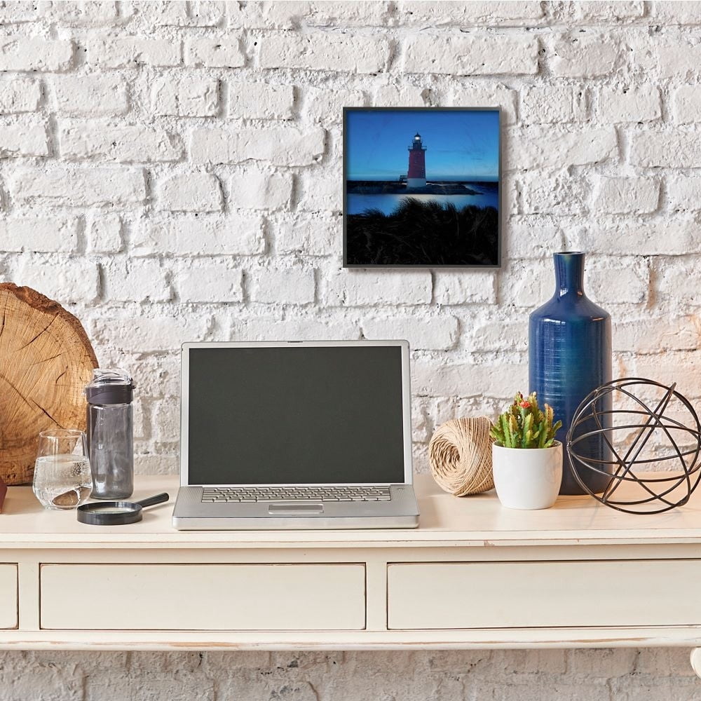 Stupell Industries Lighthouse In the Dunes Coastal Photograph Framed Wall Art by James McLoughlin