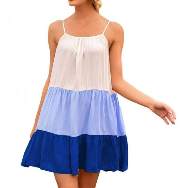 Robe Débardeur Colorée Sexy à Bretelles Spaghetti Robe d'Été Femmes Robe de Plage Camisole Verte S