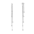 thumbnail image 2 of 1 pair Rhodium Plated 925 Sterling Silver Stud Earrings Tassel with Beads Platinum 90mm, 2 of 5