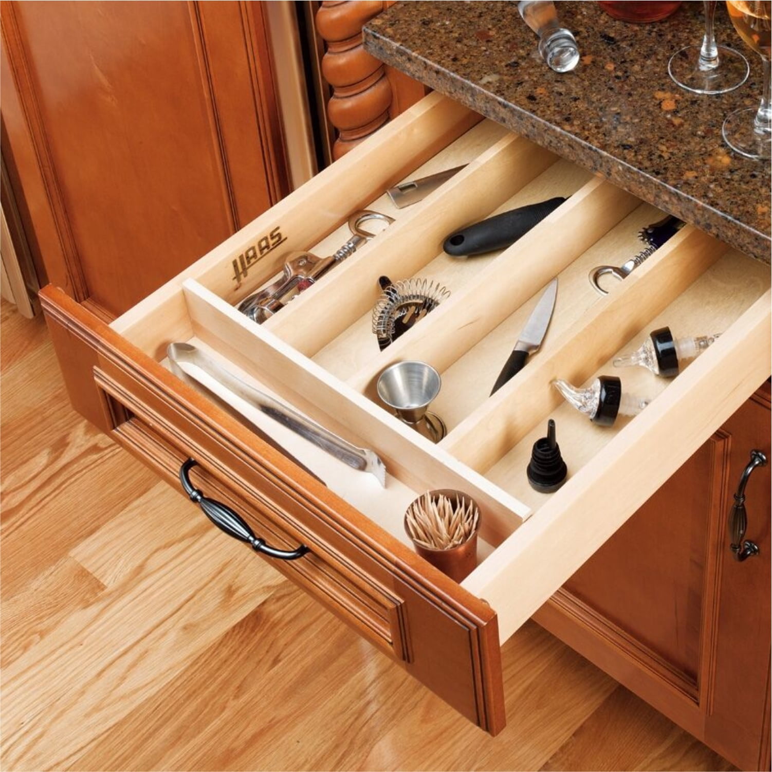 Rev-A-Shelf  Maple Hardwood Cut-to-size Kitchen Utensil Separator/Organizer Drawer Insert