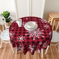 thumbnail image 3 of Christmas Snowflake Buffalo Plaid Round Tablecloth 60 inch Winter Xmas Table Cloths Cover Mat Washable Table Covers Red Tablecloth Home Parties Holiday Dinner Party Dining Room Table Decor, 3 of 6