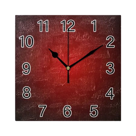 Ryvnso Gradient Red Wall Clock Square Silent Non-Ticking Battery Operated 7.78