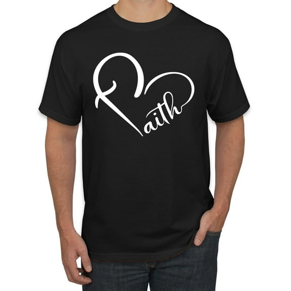 Wild Bobby Heart Made Of Faith Inspirational/Christian Men Graphic Tee, Black, Small