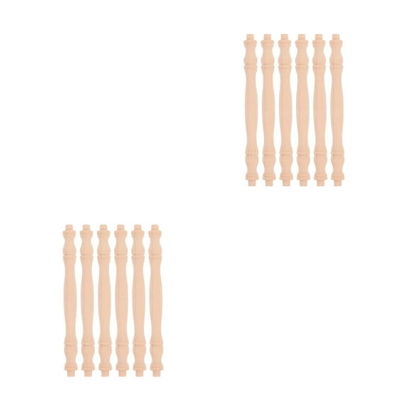 Worgeous 12 pcs Wood Baluster Spindles Wood Spindles Unpainted Unfinished Wood Cutout Spindle Wooden Spindle for Furniture and DIY Crafts