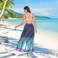 thumbnail image 7 of FORMRS Womens Long Sarong Beach Wrap Semi-Sheer Bikini Skirt Bathing Swimsuit Cover Up, Purple Moonlight Forest, 7 of 7