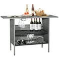 thumbnail image 2 of Costway Patio Rattan Wicker Bar Height Counter Table Storage Shelf Rail Garden, 2 of 10