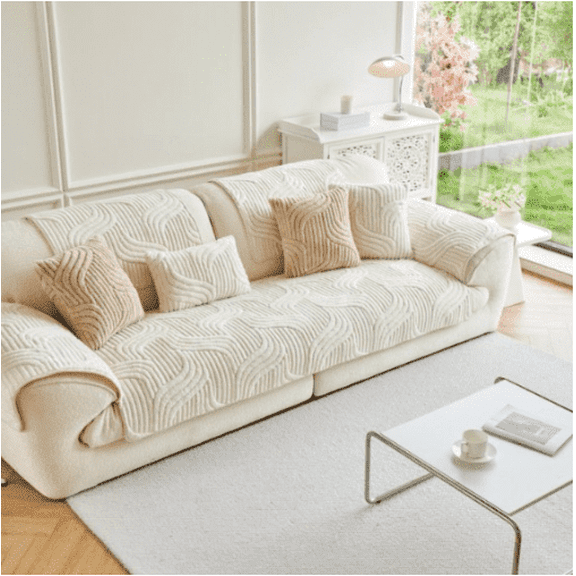 GMizon 35 inch x71 inch modern milky white non slip sofa cover, 100% polyester fiber, machine washable, luxurious bedroom home decoration
