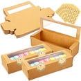 thumbnail image 1 of 50 pcs cajas de macarrones kraft con ventana de pantalla transparente Cajas de envasado de panadería de macarrones pequeños contenedores con pegatinas, 1 of 7