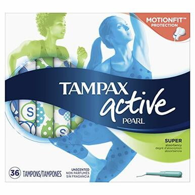 Tampax Pearl Tampons en Plastique Super Absorbants Actifs, Non Parfumés, 36 Ct