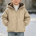 thumbnail image 2 of WAVSUF Boys Padded Jacket Soft Fleece Hooded Zipper Long Sleeve Winter Daily Casual Coat 7-8, 2 of 6