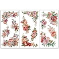 thumbnail image 1 of Juego de 3 calcomanías florales para esquinas, ideales para muebles y manualidades. Diseño de rosas y peonías de 15 x 30 cm., 1 of 7