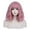 Pink, variant on RightOn Pink Wig with Bangs Pink Wig for Women Girls Short Curly Wavy Bob Wig Lovely Pink Wig Synthetic Wigs with Wig Cap
