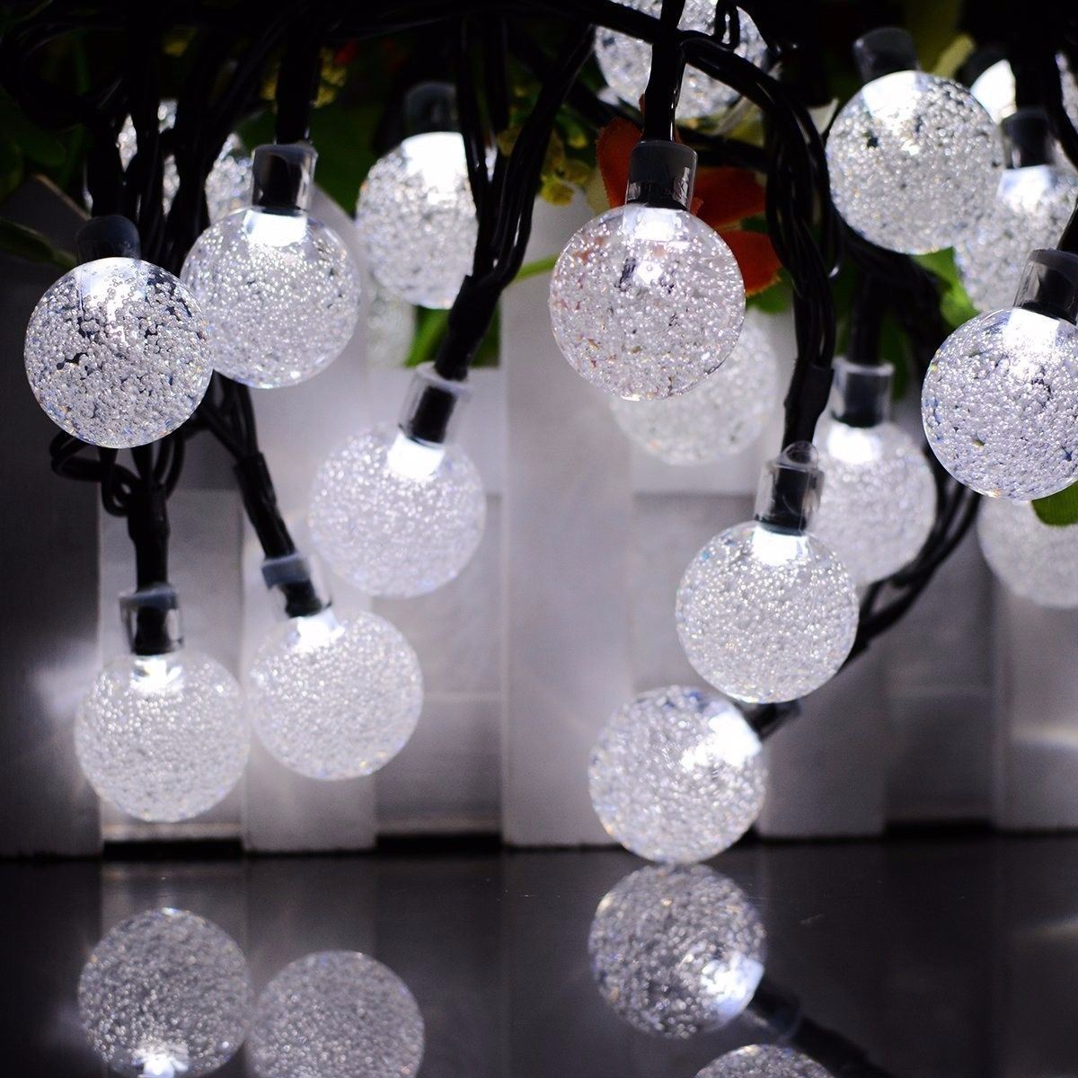 20ft 30 LED Solar String Ball Lights Outdoor Waterproof Garden Decor Cold White - image 2 of 3